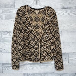 Lucky Brand Patterned Metallic Cardigan Sweater
